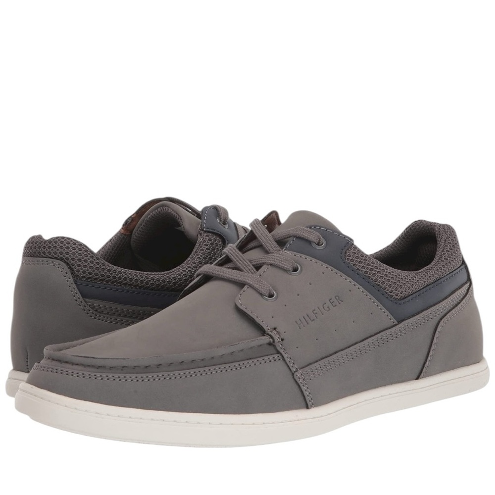 Tommy Hilfiger Men’s Gray Casual Lace-Up Boat Shoes Size 12  Resortwear TMCHUM